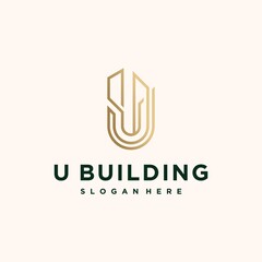 Set of creative letter U building, U home real estate logo templatet