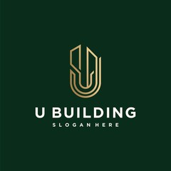 Set of creative letter U building, U home real estate logo template