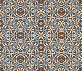 Fototapeta premium Abstract colorful doodle geometric flower seamless pattern. Floral background. Mosaic, geo tile of thin line ornament.