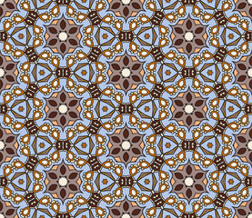 Abstract colorful doodle geometric flower seamless pattern. Floral background. Mosaic, geo tile of thin line ornament.