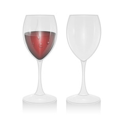 Big Reds Wine Empty Glass And Glass With Wine, Vector format