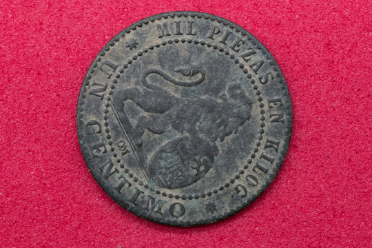 moneta un centimo 1870 stara metal bilon hiszpania