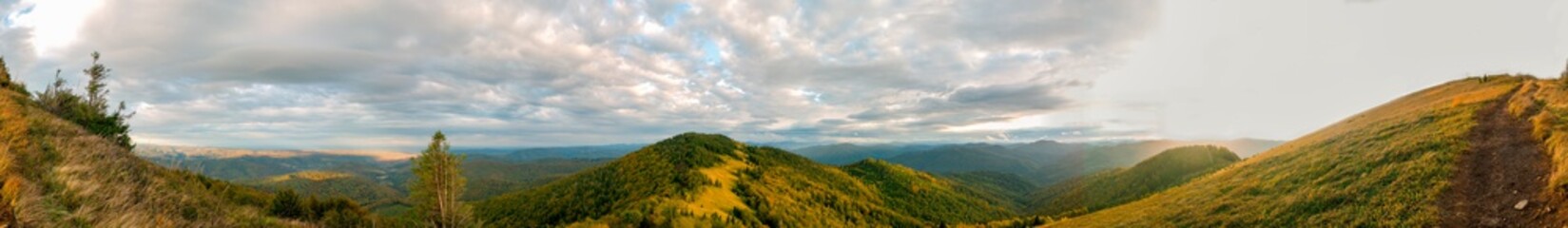 Colourful Sunset Over Panoramic Mountain