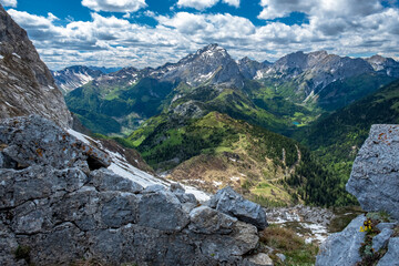 Spring day trekking in the beautiful Carnic Alps, Friuli-Venezia Giulia, Italy