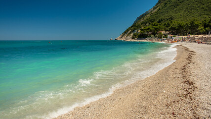The beautiful sea of Portonovo in Conero, Ancona province, Marche region.