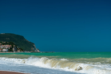 The beautiful sea of Numana in Conero after a big storm, Ancona province, Marche region.