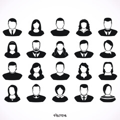 Twenty Avatar profile icon set including male and female. © Galatenko