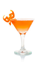 cocktail with orange juice on a white background