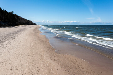 Sea landscape, beaches and the Polish coast on the Baltic Sea and the Baltic Sea.