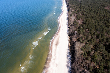 Sea landscape, beaches and the Polish coast on the Baltic Sea and the Baltic Sea.