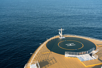 Calm blue sea from bow of cruise ship