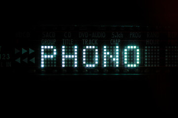 Old vacuum fluorescent display. Phono sign