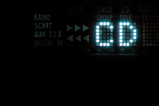 Old vacuum fluorescent display. CD sign