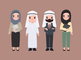 Arab and muslim character people flat vector design.	