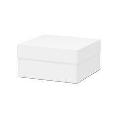 Square Packaging Box with Closed Lid Isolated on White Background. Vector Illustration