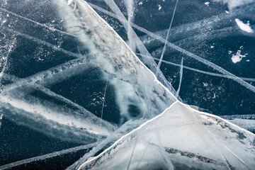 Huge cracks in the Baikal ice