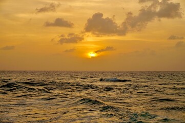 Sunset over the Caribbean Sea in San Andres