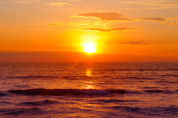 Bright sunrise over the sea.