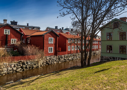 V&auml;ster&aring;s old town. River bank 