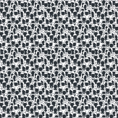 The crowd of abstract people, seamless pattern gray.  Isolated on White Background. Flat design, vector illustration.