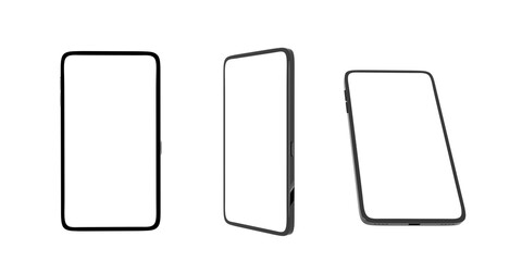Mock-up smart phone empty screen front view on the white background.3d illustration.
