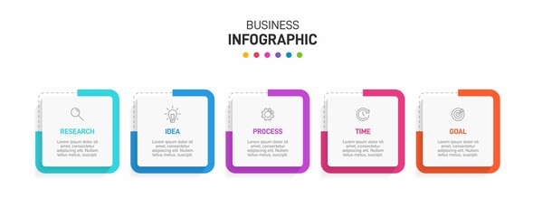 Infographic design with icons and 5 options or steps. Thin line vector. Infographics business concept. Can be used for info graphics, flow charts, presentations, web sites, banners, printed materials.