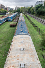 Fototapeta premium Old disused trains in a Buenos Aires rail yard