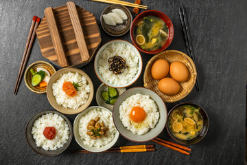 ごはんとおかず　Side dishes of rice japanese food