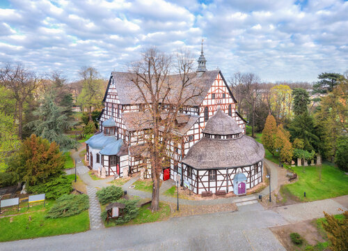 Aerial view of Church of Peace in Swidnica, Lower Silesia, Poland