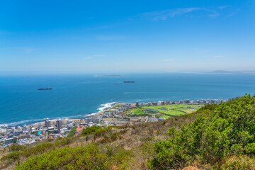 Fototapeta na wymiar Panorama view of Cape Town, South Africa from the Table Mountain National Park