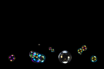 Soap bubbles isolated on a black background