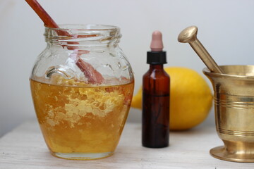 glass of honey and lemon