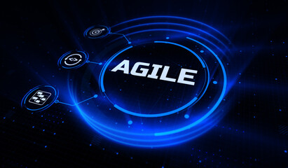 Agile development methodology technology concept on screen