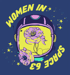 for women, space, moon, astronaut, rocket etc. vector print design