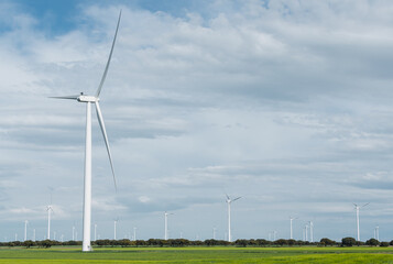 Photograph of a wind generator with copy space. Wind farm