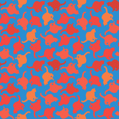 Seamless texture or endless pattern - colored cats. Wallpaper, background for a site or blog, textiles, packaging.