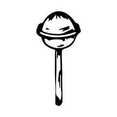 Sketch Chupa chups hand-drawn in the style of black and white graphics. Lollipop on a white background