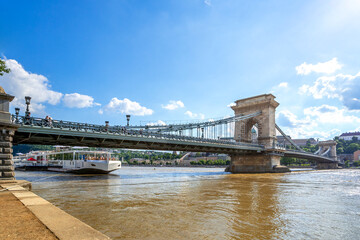 Obraz premium Kettenbrücke, Budapest, Ungarn 