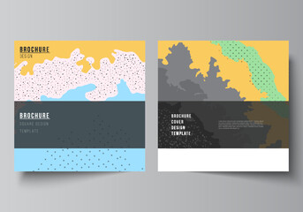 Vector layout of two square covers design templates for brochure, flyer, magazine, cover design, book design, brochure cover. Japanese pattern template. Landscape background decoration in Asian style.