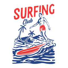 Vintage surfing illustration