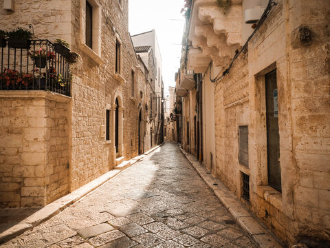 Old narrow street in the Italian town, Conversano, Puglia,  Italy