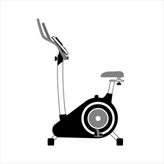 Modern exercise bike for exercise in gym or home isolated on white background. Flat raster illustration.