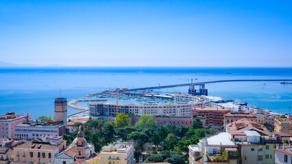 panoramic view of Salerno city, crescent, piazza della liberty. building site