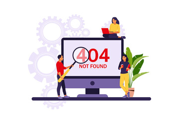 System error concept. Programmers working with system error. Vector illustration. Flat.