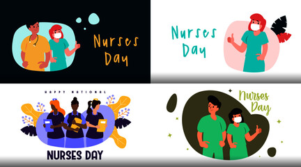 Happy celebrating nurses day background illustration vector.