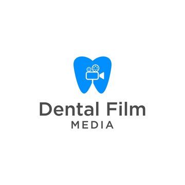 Dental film media logo design vector 