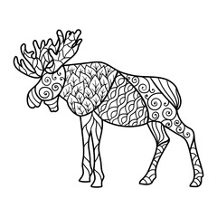 Abstract elk, zenart, coloring page