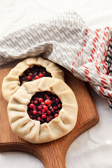Lenten berry galette on a wooden board