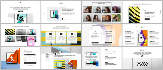 Vector templates for website design, presentations, portfolio. Templates for presentation slides, leaflet, brochure cover, report. Abstract colored sport backgrounds for sport event, fitness design.