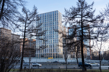 facade of a modern office residential building against the sky